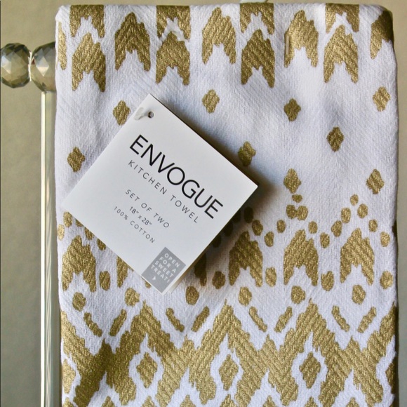 ENVOGUE KITCHEN TOWEL SET OF TWO GOLD DESIGN - Picture 4 of 4